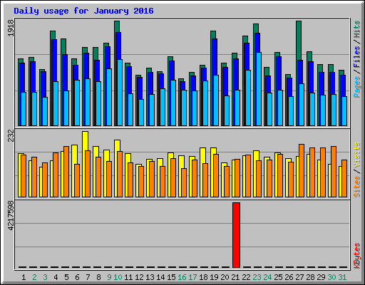 Daily usage for January 2016