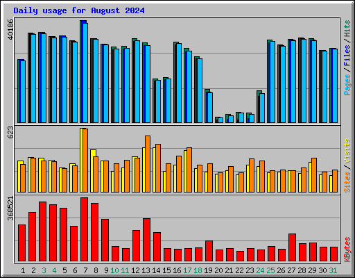 Daily usage for August 2024